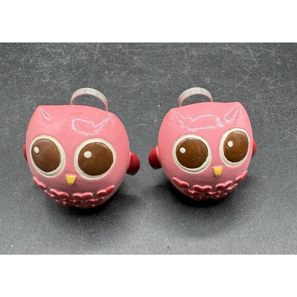2 Cute Desk Card Picture Photo Holder 3D Retro Pink Owl Figures -S1N - Picture 1 of 7